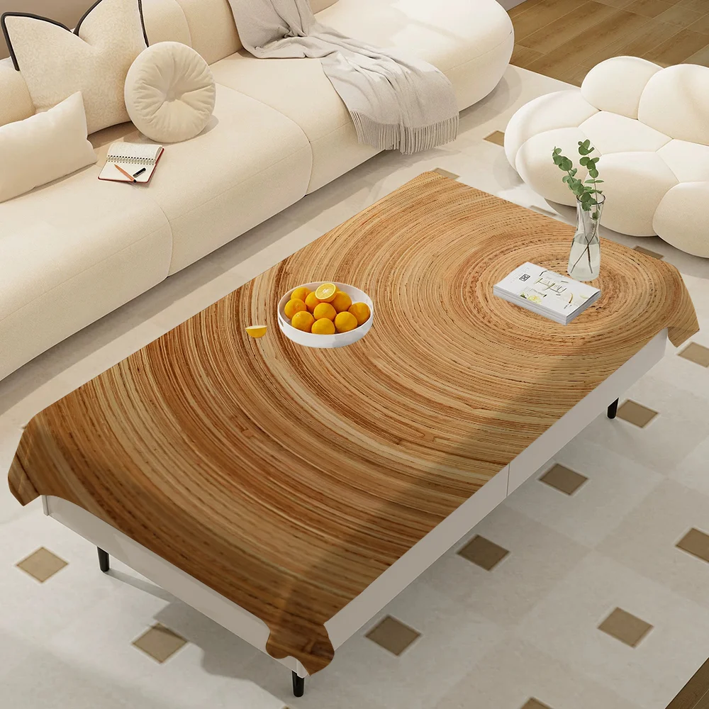 Beautiful Wood Rectangular Tablecloths Washable Wedding Party Kitchen Dining Living Room Birthday Decoration Table - الصورة 20