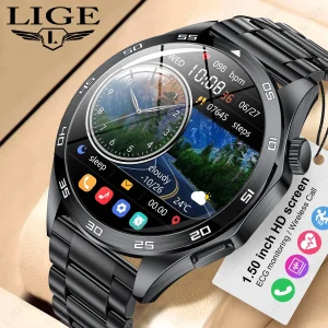 LIGE ECG Smart Watch Men 2024 Smartwatch Bluetooth Call Heart Monitor Band 1.50 HD Screen Sports Men’s Watches For Android ios