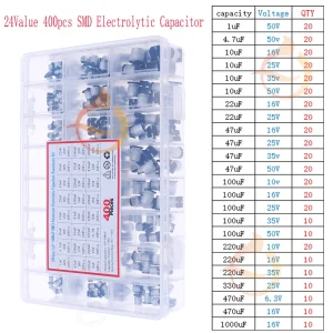 Electrolytic Capacitors Assortment Kit 16V 25V 35V 50V 1uf 2.2uF 3.3uF 4.7uF 10uF 22uF 33uF 47uF 100uF 220uF 330uF 470uF 1000uF
