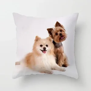Cute Dog Print Pillowcase Bedroom Sofa Waist Cushion Cover Yorkshire Bichon Yorkshire Decoration Car Decorative Cushion