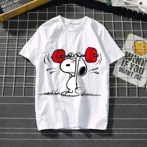 2025 New Snoopy Printing Cotton T-shirt Animation Cartoon Men and Women with The Same Loose Pure Cotton Cute Pure Cotton Top