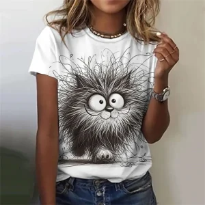 3D Printed Rabbit T Shirt For Women Cute Animal Pattern Short Sleeves Summer Casual Fashion Street O-Neck Tees Oversize T-Shirts