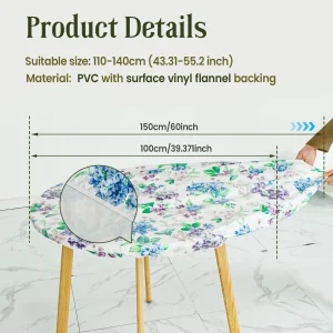 Elastic Round Table Cover Fitted Vinyl Waterproof Tablecloth Reusable Flower Dining Table Cloth For Home Table Protector Decor