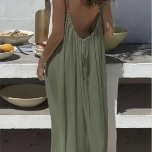 2026 New Women's Strap Dress Open-Back Loose Homewear Dress