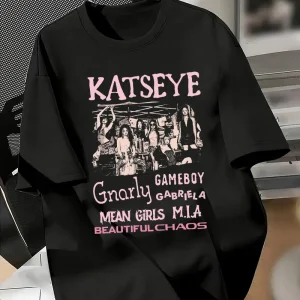 Retro Katseye Beautiful Chaos T-shirt Kpop Tee Gift for Woman Man Fashion Harajuku Kawaii T-shirt Women's Y2K Clothing