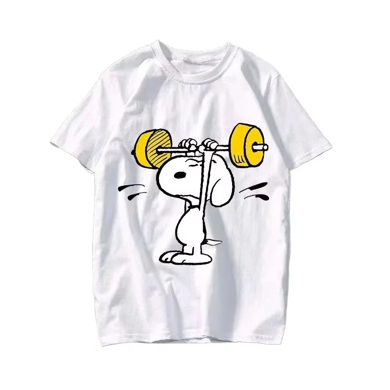 2025 New Snoopy Printing Cotton T-shirt Animation Cartoon Men and Women with The Same Loose Pure Cotton Cute Pure Cotton Top - Image 2