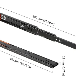 2Pcs Metal Buffer Drawer Slides 12-20 Inch Track Width 45mm Mute Three-Section Rail Sliding Furniture Hardware Fittings
