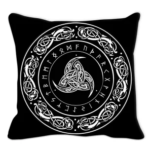 Viking Amulet Pillowcase Sofa Cushion Home Decor  Black and White Geometric  Cover