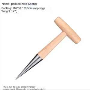 Stainless Steel Seeder Excavator Horticultural Wood Handle Hole Drilling Seedling Transplanting Flower Planting Seedling Planter