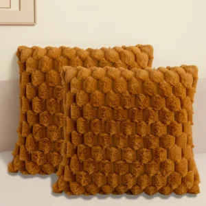 Pack of 2 artificial fur plush luxurious decorative throw pillow cover, for sofa, living room, and car interior（no pillowcore） ﻿