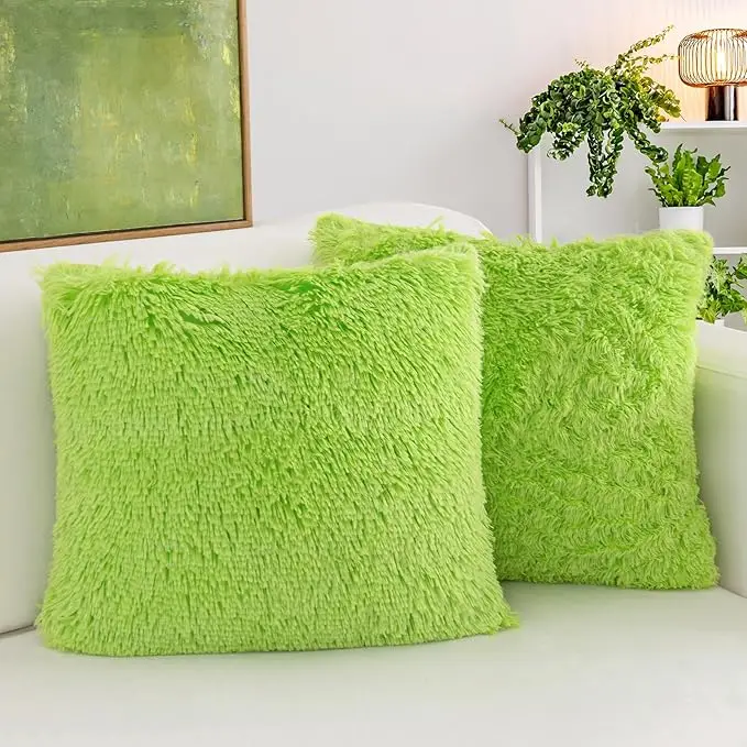 Pack of 2 Luxury Faux Fur Throw Pillow Cover Deluxe Decorative Plush Pillow Case Cushion Cover for Sofa Bedroom (no pillowcore) - Image 8