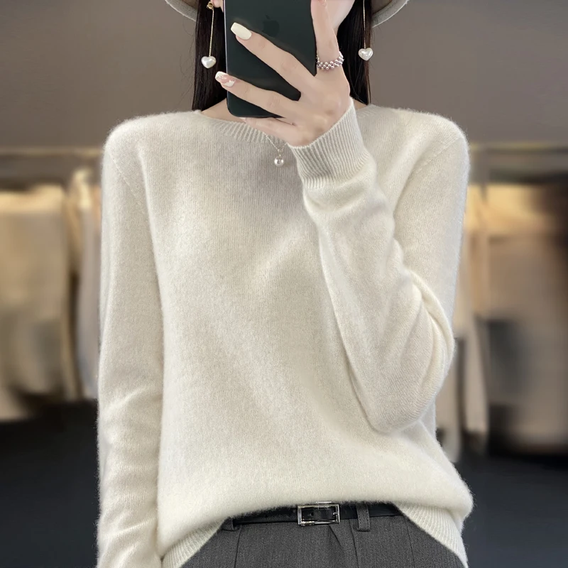 Autumn Winter 100% Merino Wool cashmere Sweater O-Neck Long Sleeve Cashmere Women Knitted Pullover Clothing Top - Image 7