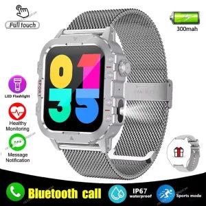 New Men's Smart Watch LED Flashlight Outdoor Sports Smart Watch Wristwatch Health Monitoring 1.44Inch Bluetooth Call Smart Watch