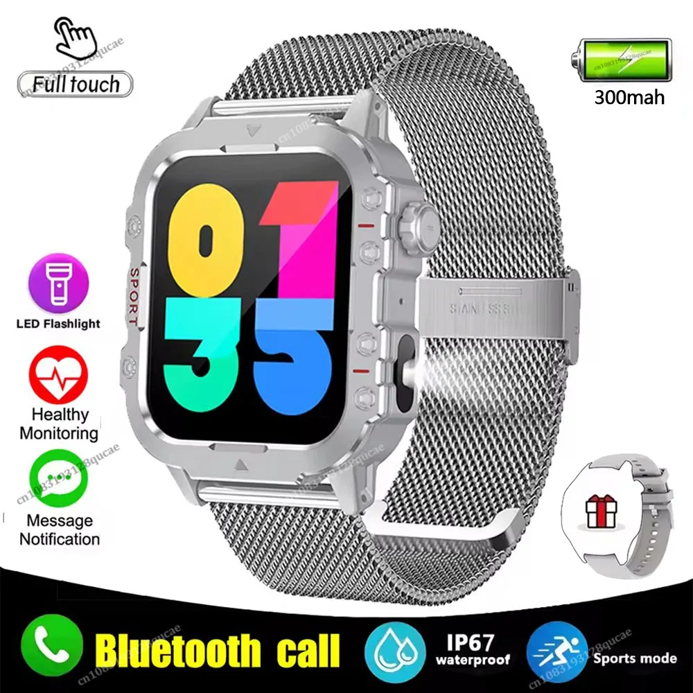 New Men's Smart Watch LED Flashlight Outdoor Sports Smart Watch Wristwatch Health Monitoring 1.44Inch Bluetooth Call Smart Watch - Image 9