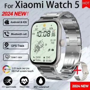 2026 New Global Version Watch 5 Men Women HD AMOLED Screen Heart Rate Bluetooth Call GPS Track Waterproof Sports Smart Watch
