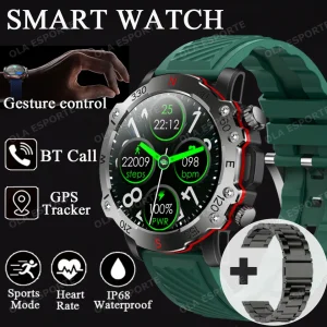 New Outdoor Military Dual-Band GPS Military Smart Watch 5ATM Waterproof Heart Rate Sleep Monitor Bluetooth Calls Smart Watch Men