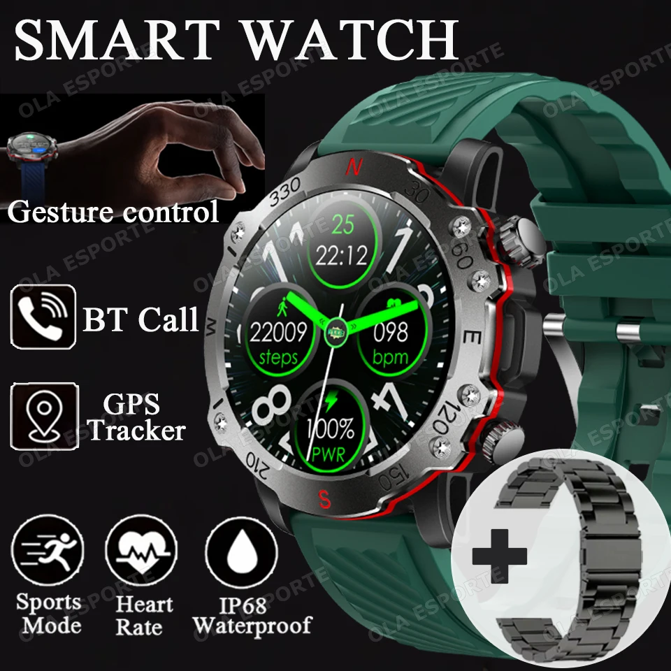 New Outdoor Military Dual-Band GPS Military Smart Watch 5ATM Waterproof Heart Rate Sleep Monitor Bluetooth Calls Smart Watch Men - الصورة 16