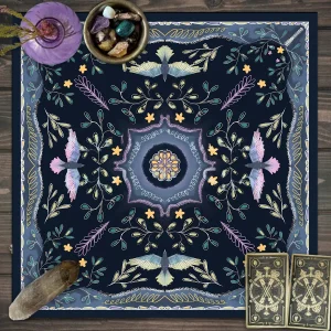 1pc Tarot card tablecloth, mysterious wizard astrology decoration butterfly flower table mat, card game decoration tablecloth