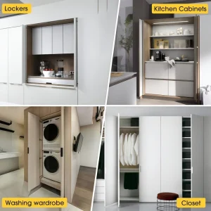 5 Pcs Sliding Door Hardware Kit, Space-Saving Hidden Track&Foldable System with Magnetic Closure for Cabinet, Wardrobe&TV Stand