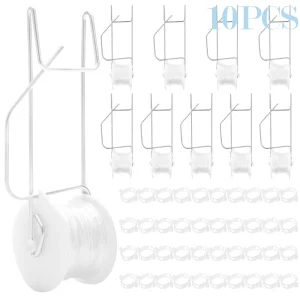 10pcs Tomato Roller Hook With 15m Rope Versatile Strong Load Bearing Flower Vine Crop Trellis Kit for Greenhouse Balcony