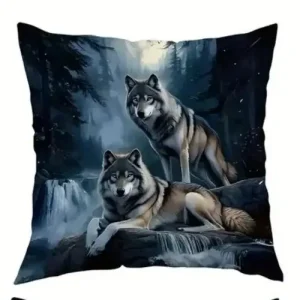 Home Decor Wolves In Moonlit Forest & Snow Pillow Covers Pattern Cushion Cover Suitable For Sofa Bedroom Car Pillow Cover