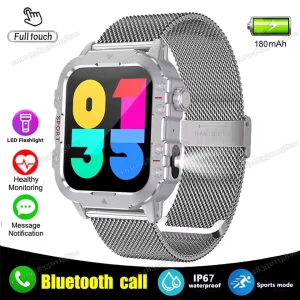 Outdoor 100+Sports Smart Watch Waterproof 2.01 inch HD Screen LED Flashlight Bluetooth Talking Smartwatch Men Women Holiday Gift