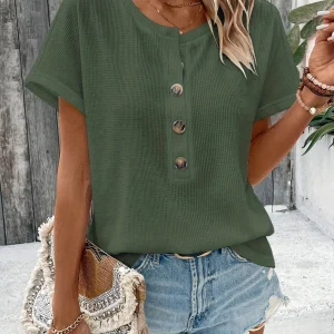 Europe and America large solid color short sleeve T-shirt women summer new loose V-neck casual all-matching three-point sleeve b