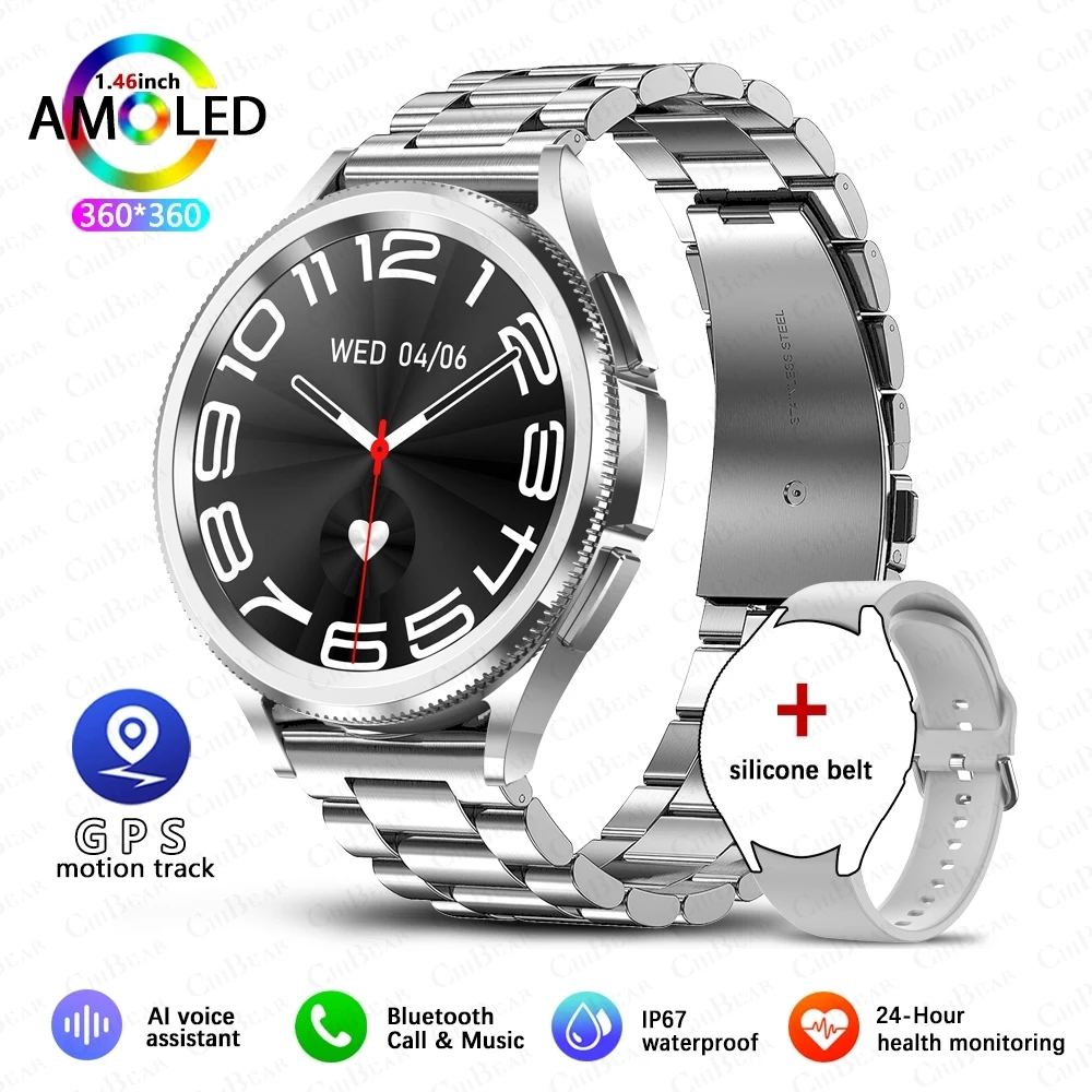 2025 New Watch 6 Smart Watch Men 1.46 inch GPS Sports Fitness Tracker Custom Dial Clock Heart Rate BT Calling SmartWatch Women - Image 8