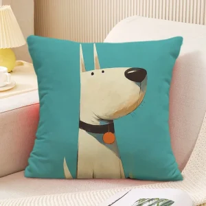 Cute Puppy Pattern Decorative Pillowcase Living Room Bedroom Square Cushion Pillowcase
