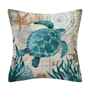 Marine Animal Decorative Pillowcase Sofa Cushion Sea Turtle Shell Cushion Home Decorative Pillowcase