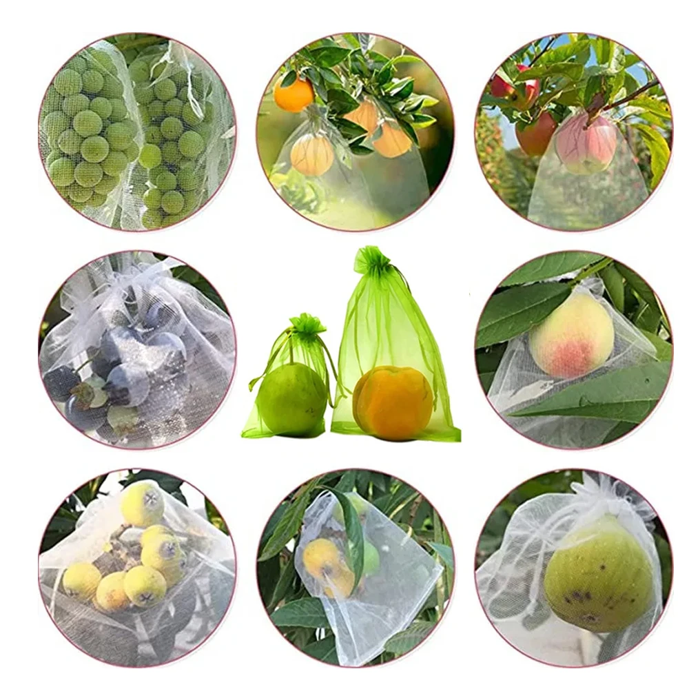 20-100PCS Vegetable Grapes Fruit Grow Bags Fruit Protection Bags Garden Anti-Bird Netting Mesh Bag Strawberry Bags Garden Tools - الصورة 6
