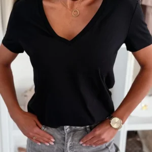 Women T Shirt Summer 2025 Short Sleeve Sexy V Neck Summer Tees Ladies Top Casual Loose T Shirt Fashion Girls Shirts