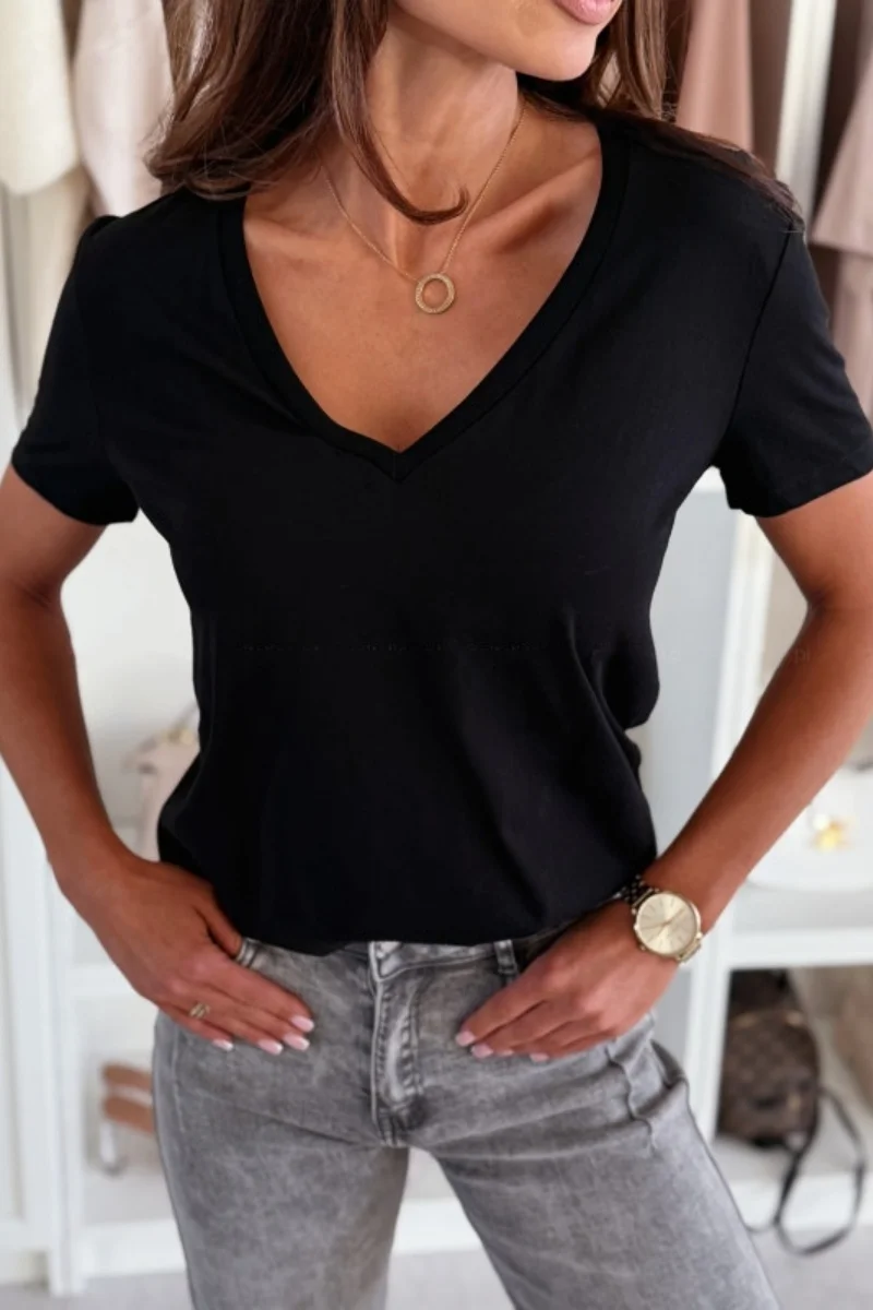 Women T Shirt Summer 2025 Short Sleeve Sexy V Neck Summer Tees Ladies Top Casual Loose T Shirt Fashion Girls Shirts - الصورة 3