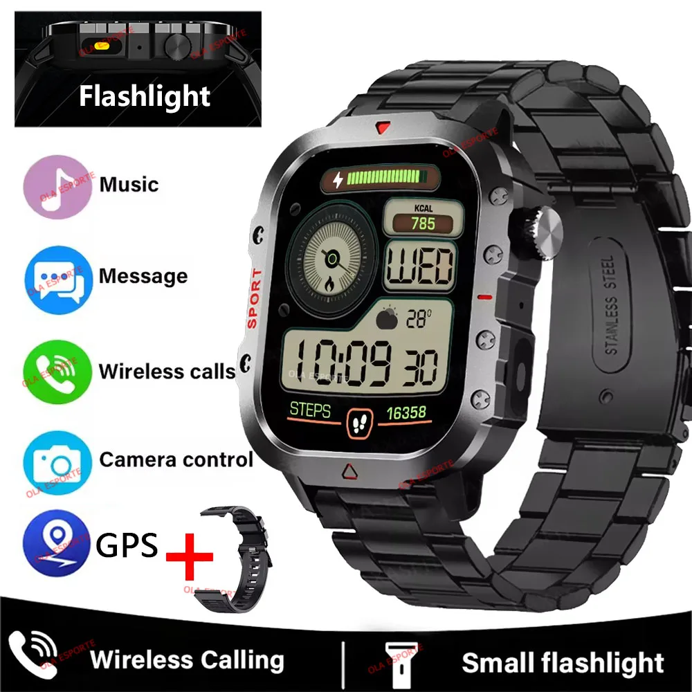 2025 Rugged Military Smart Watch Men's Outdoor Watch 2.01" HD Touch Screen Voice Bluetooth Call Sports Waterproof Smartwatch New - الصورة 14