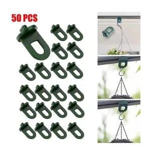 50 Pack Green/Black Plastic Greenhouse Hanging Hooks Plant Flower Hanger Clips Garden Accessories Fastener Tied Buckle