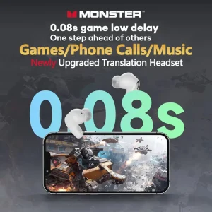 New Monster MQT52 AI Translation Headphones Wireless Bluetooth 5.4 Low Latency Headphones Real-Time Language Translation Earbuds