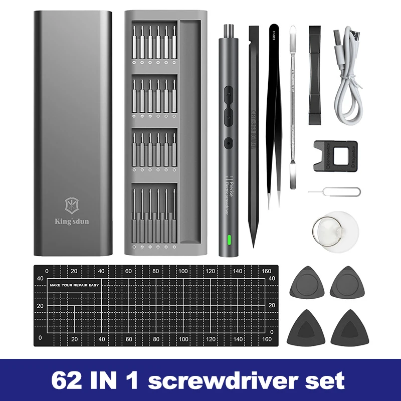 62/6 in 1 Electric Screwdriver Set Precision Handle Portable Power Tool Kits Wireless Cordless Small Bits for Phone Watch Repair - Image 7