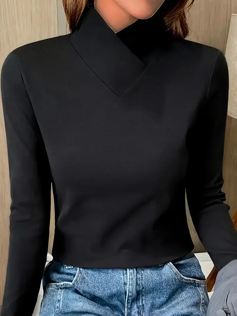 Autumn/winter women's casual long-sleeved high-neck T-shirt - Image 3