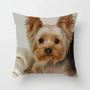 Cute Dog Print Pillowcase Bedroom Sofa Waist Cushion Cover Yorkshire Bichon Yorkshire Decoration Car Decorative Cushion