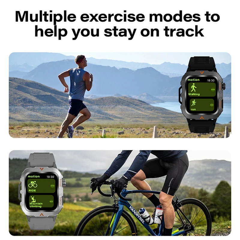 Flashlight Smartwatch Fitness Clock Health Monitor Waterproof Smart Watch Bluetooth Call Sports Watches for Man IOS Android 2025 - الصورة 5