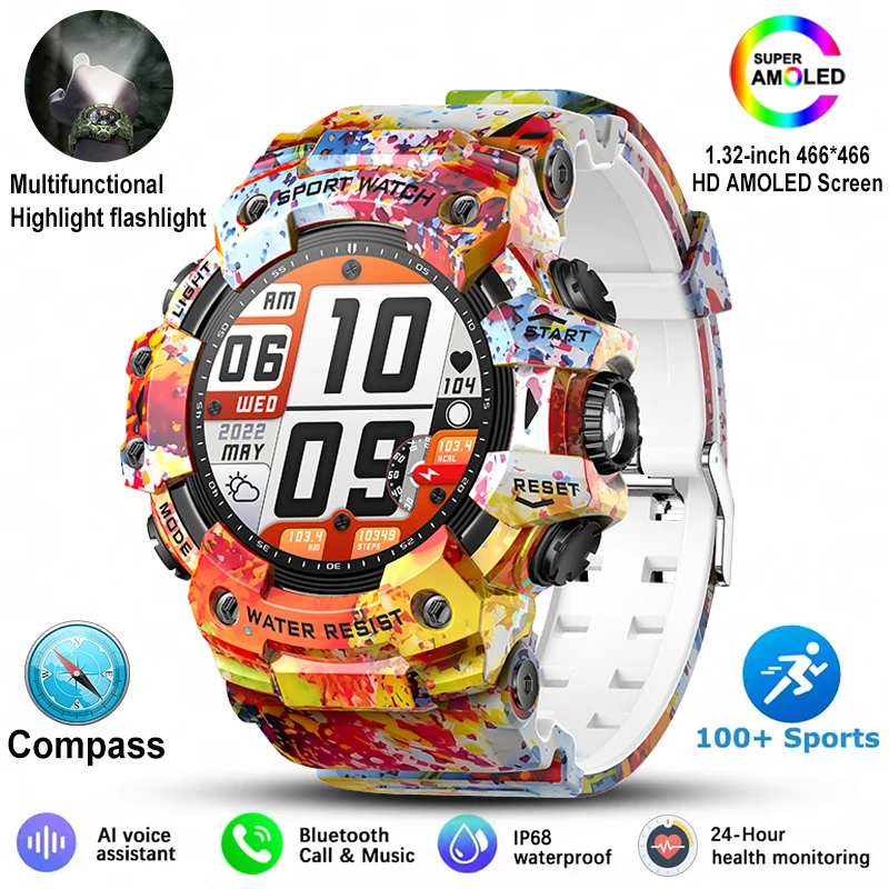 New Military Outdoor Sports Smart Watch Men Bluetooth Call Heart Rate Sports Fitness Compass IP68 Waterproof Rugged Smartwatch - Image 11