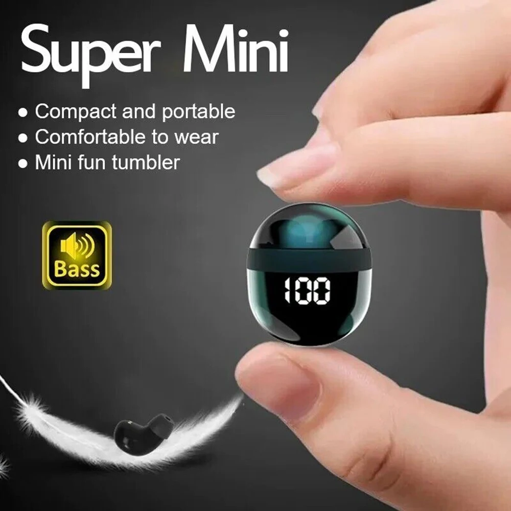 Mini Wireless Bluetooth 5.3 Headphones Bass Sleeping Headset with Microphone Noise Cancellation HD Earbuds - Image 2
