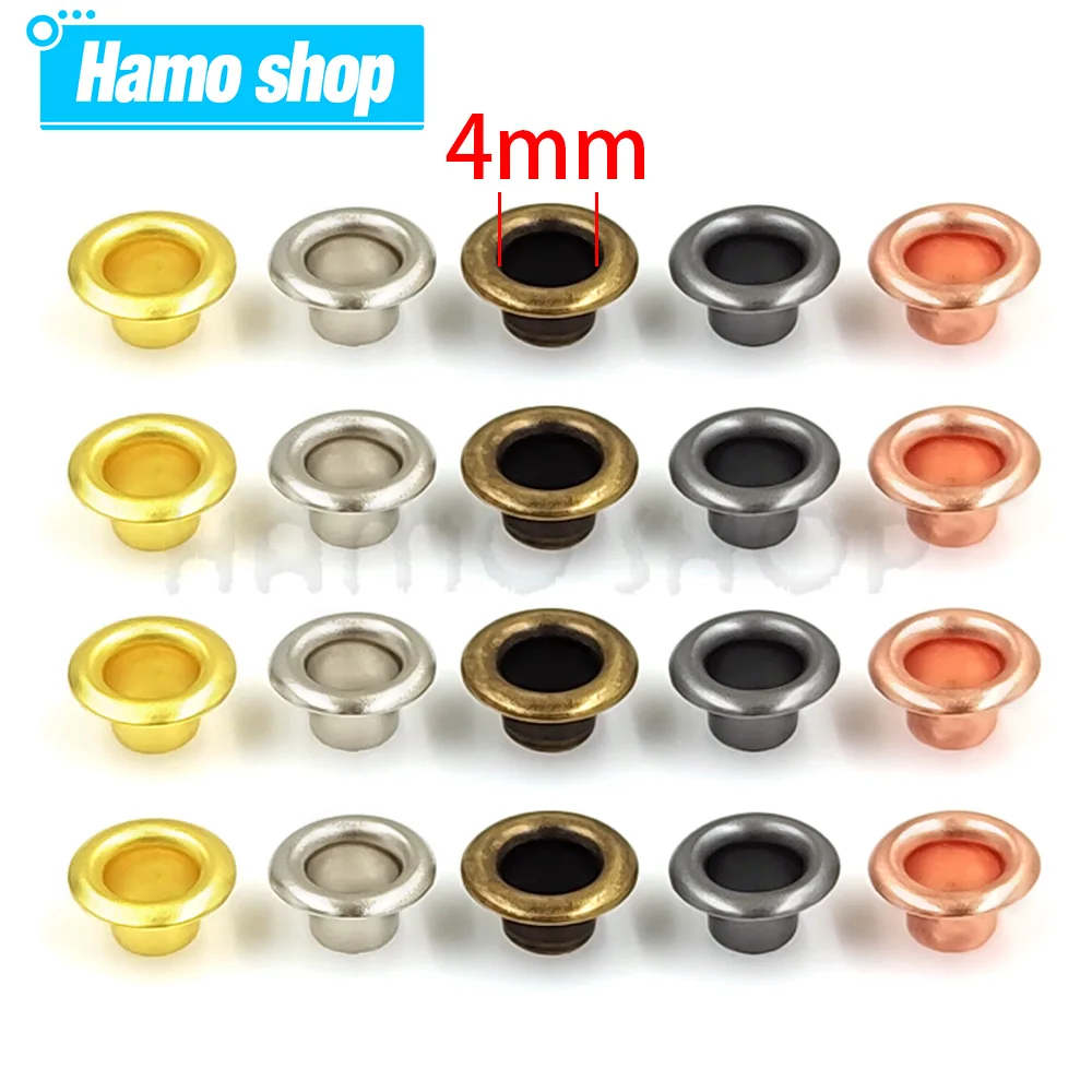 100 Sets 4mm Metal Eyelet Grommet With Washer Round Eye Rings For Leathercraft Repair Shoes Bag Clothing Belt Hat Accessories