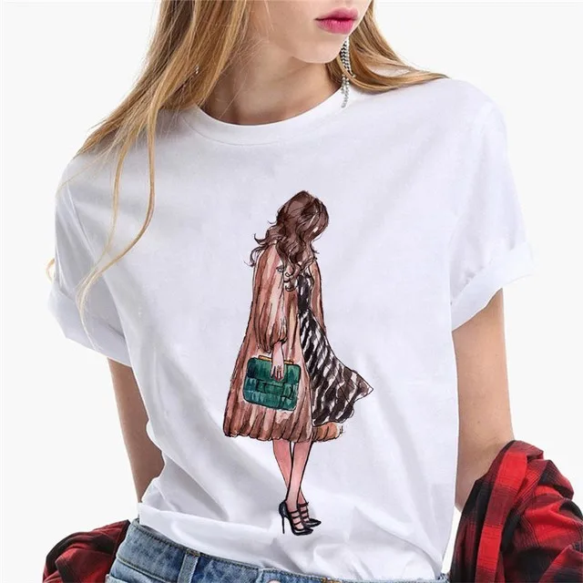 Paris Girl Europe and America Fashion Loose Ins White Short-sleeved T-shirt Woman Graphic T Shirts Harajuku Women Clothes - الصورة 11