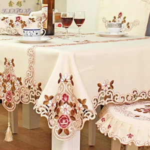 Table Cloth Table Cover Lace European Garden Elegant Embroidered Dining TableCloth Flower Peony Chair Cover Wedding Dust Cover