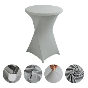 Creative Simple Style Solid Color Polyester Round Banquet Elastic Table Set Hotel Wedding Decoration Cocktail Bar Table Set