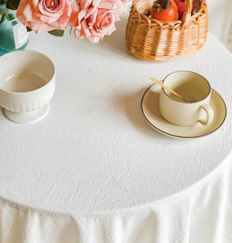 100% Cotton Round Table Cloth Washable Vintage Ruffle Tablecloth For Wedding Party Dining Banquet Decor Living Room Table Cloth - Image 2
