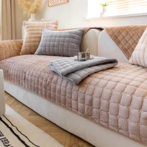 Flannel Sofa Cushion General Non-Slip Thickened Warm Living Room Sofa Backrest Cover Plush Plaid Seat Cushion Sofa Armrest Towel