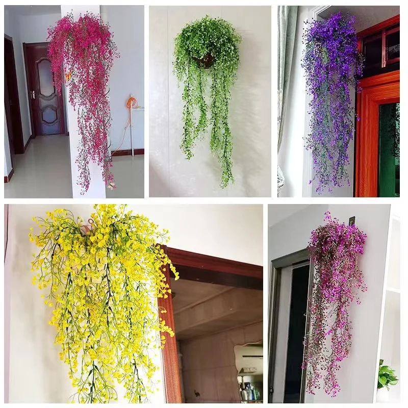 Hand Made Wicker Rattan Flower Planter Wall Hanging Wicker Rattam Basket Garden Vine Pot Plants Holder Garden Pots Wall Planter - الصورة 4