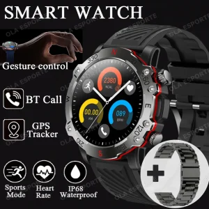 New Outdoor Military Dual-Band GPS Military Smart Watch 5ATM Waterproof Heart Rate Sleep Monitor Bluetooth Calls Smart Watch Men